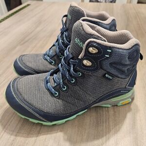 Ahnu Teva Sugarpine Waterproof Hiking Boots Blue Grey Mint Womens 9.5 1019231
